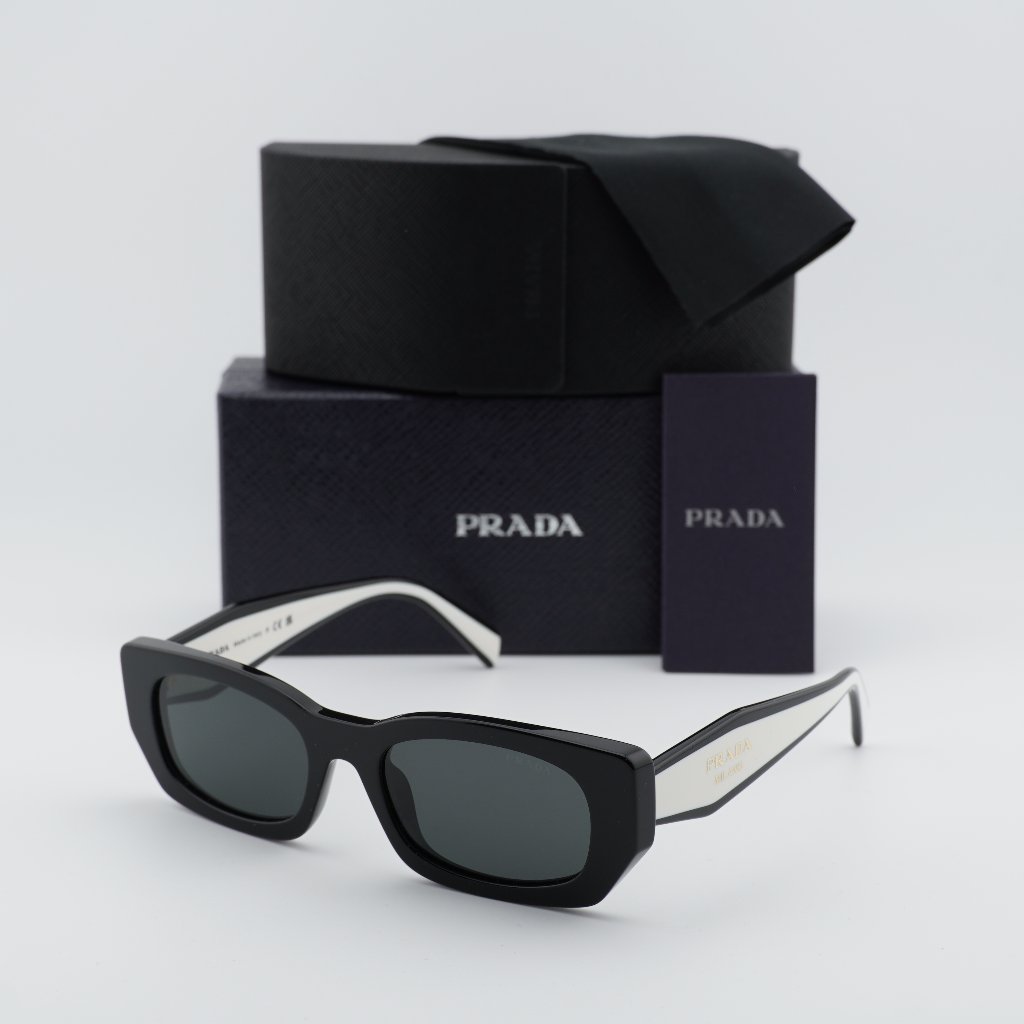 Prada Prb05s 09q08z Rectangle Sunglasses Black\Dark Grey